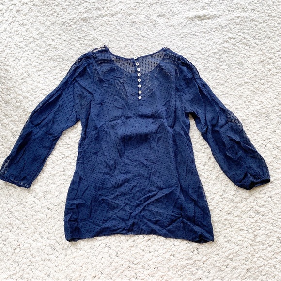 Rainn Floral Lace Swiss Dot Pleated Sheer Tunic XS - Picture 3 of 7